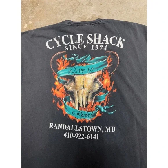 Vintage American Biker Wolf Motorcycle T Shirt 3XL Black Spirit of the Free - Picture 6 of 6